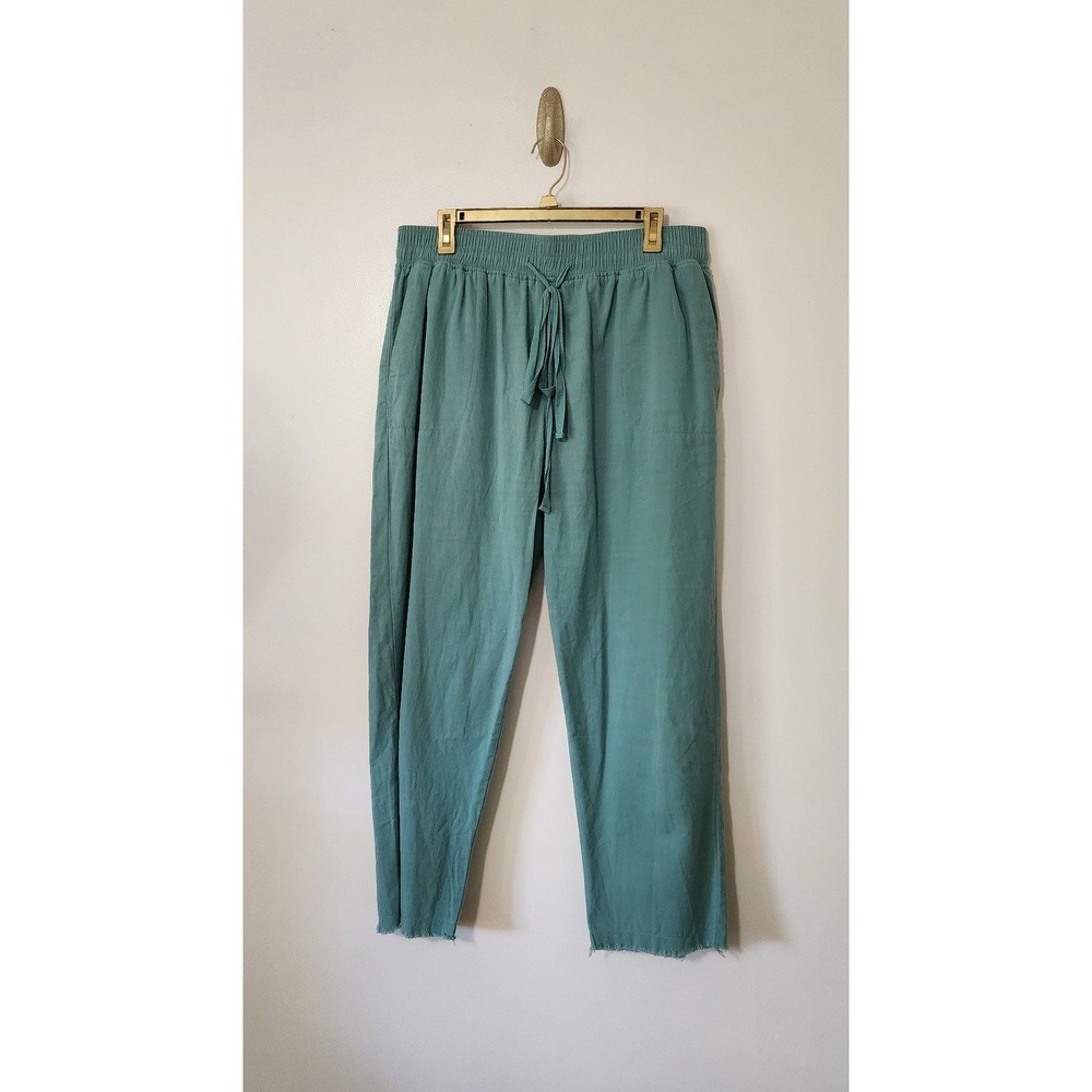Women's Cotton Bleu Capri Ankle Pants Raw Edge Size XL